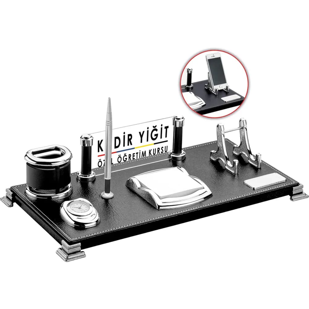 Telefon Standlı Deri Masa Seti 20x40