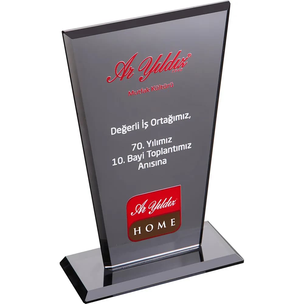 Trapez Kristal Plaket 12x21 — Füme