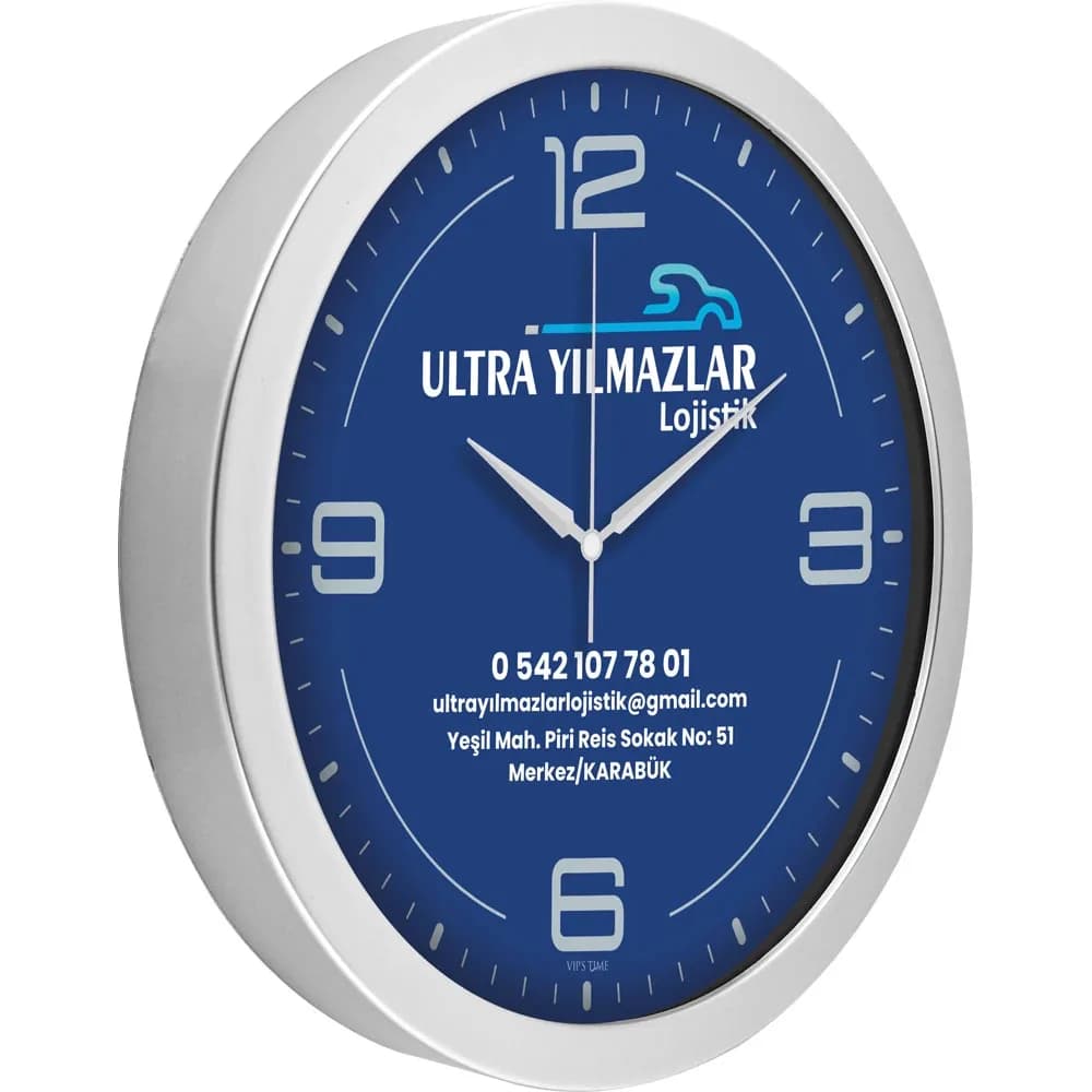 Metalize Duvar Saati — Gümüş
