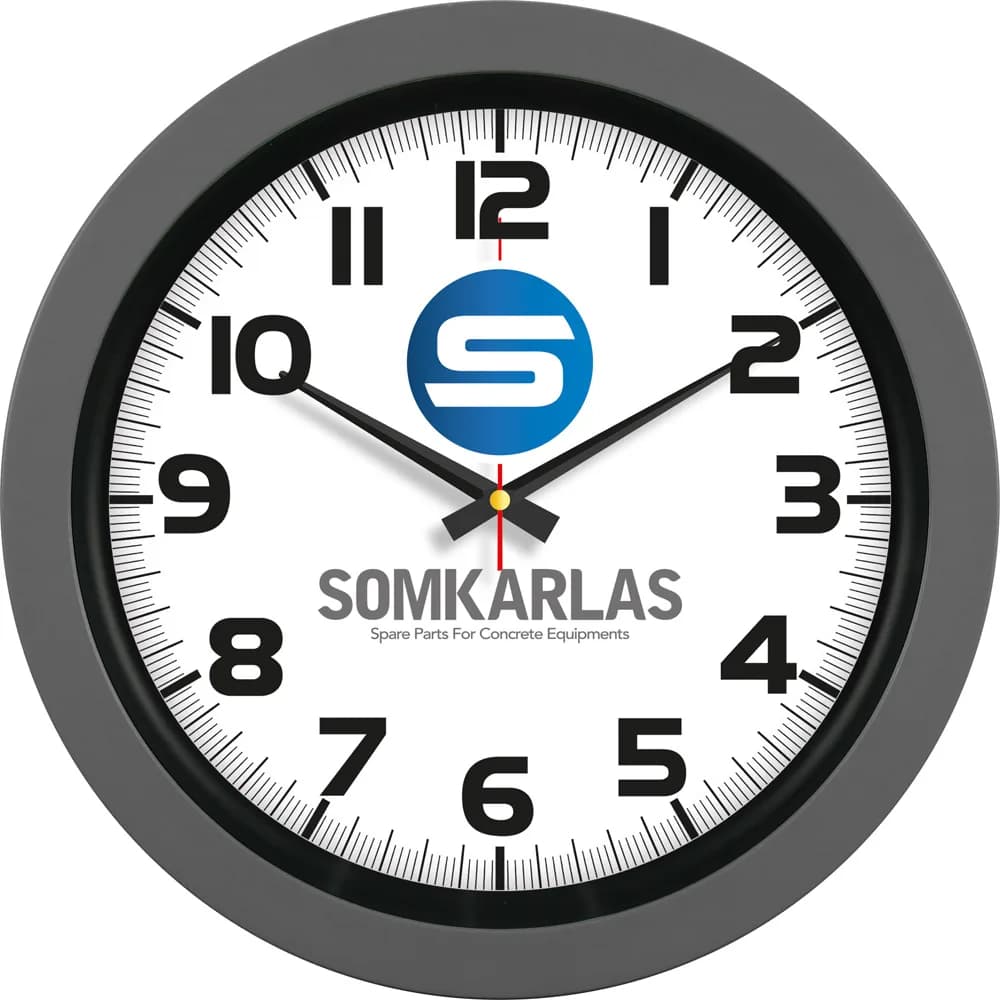 Siyah Halkalı Duvar Saati 40 cm — Füme