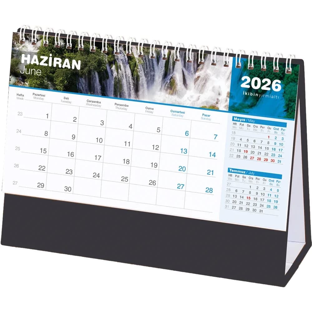 Şelale Masa Takvimi — Taslama - Siyah