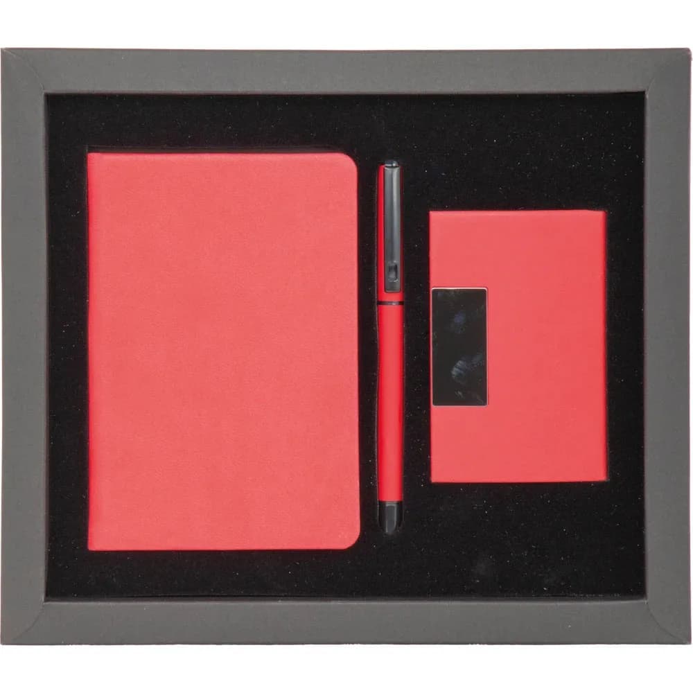 Kartvizitlikli Defter Kalem Seti — Kırmızı