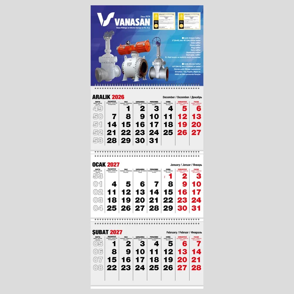 Klasik Taslama Gemici Takvim 32x77