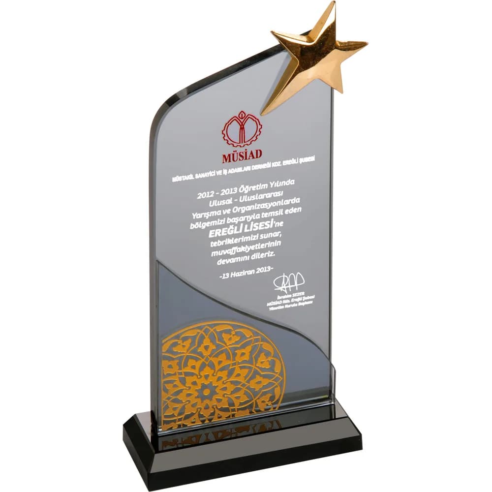 Yıldızlı Kristal Plaket 12x26