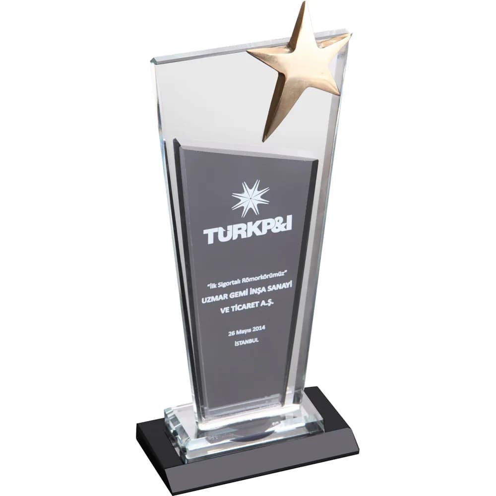 Yıldızlı Kristal Plaket 11x26