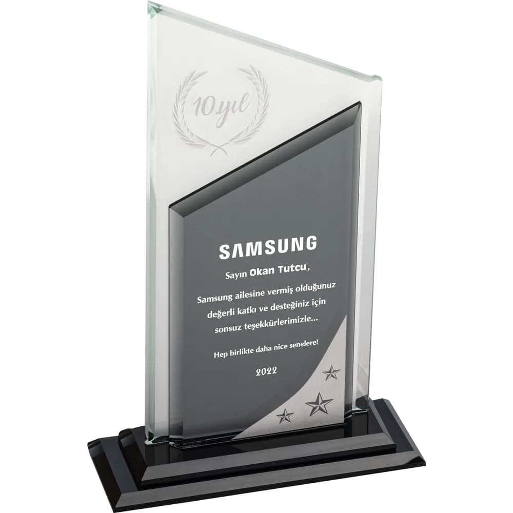 Çift Katmanlı Kristal Plaket 15x25