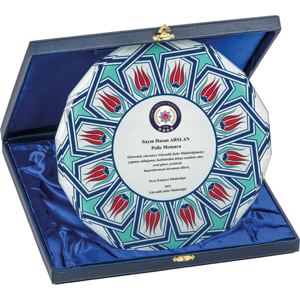 Lale Desenli Kutulu Kristal Plaket