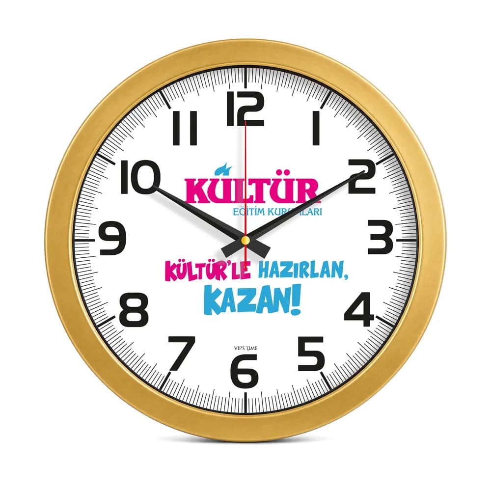 Metalize Duvar Saati 35 cm — Altın