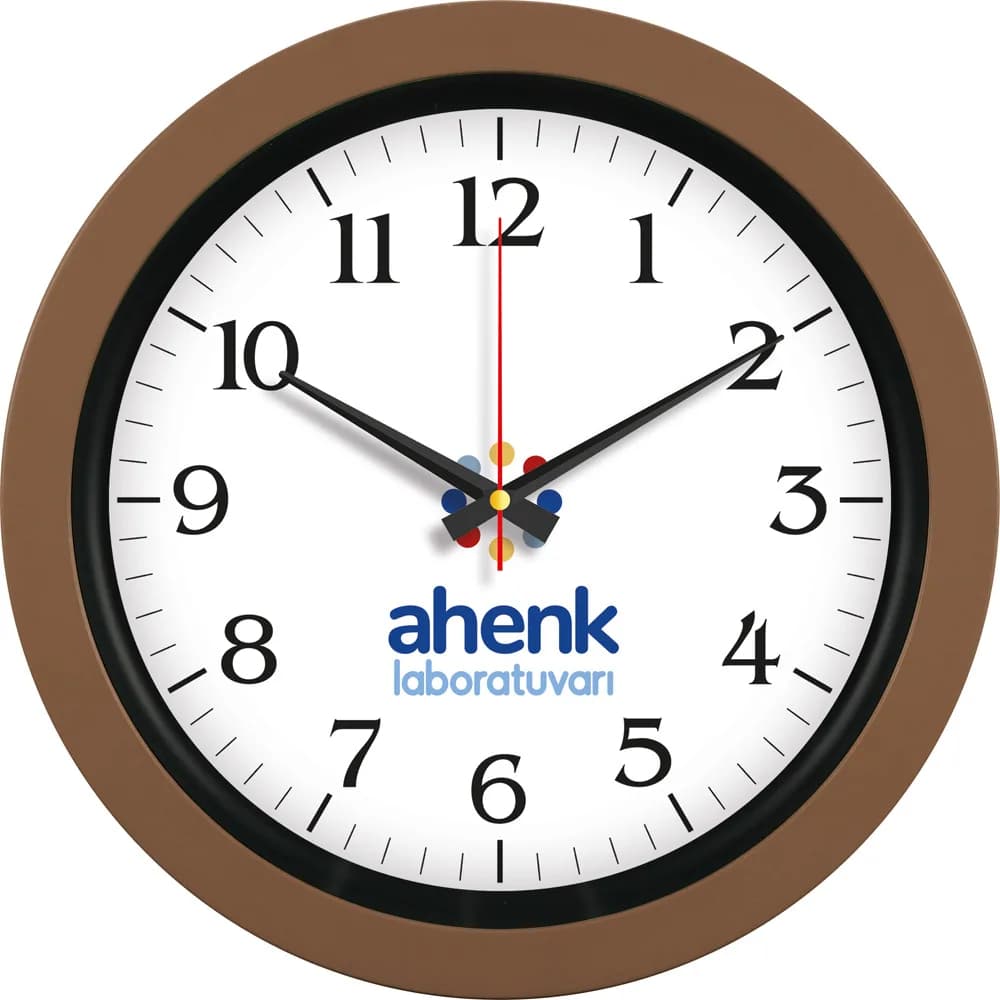 Siyah Halkalı Duvar Saati 40 cm — Kahverengi