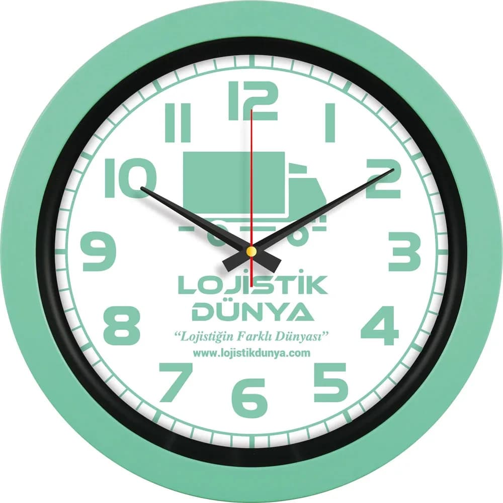 Plastik Duvar Saati — Mint Yeşili