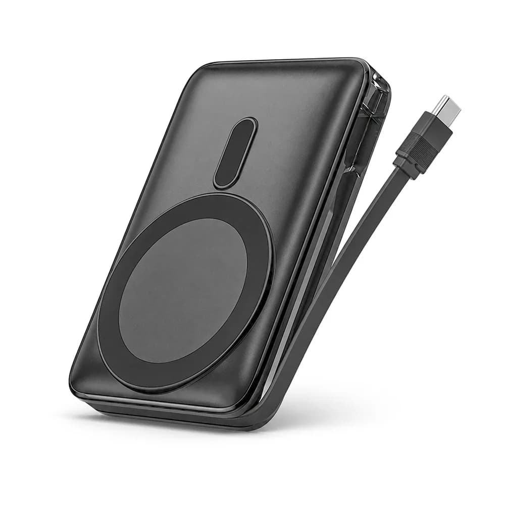 Işıklı Logolu Wireless Powerbank — Siyah