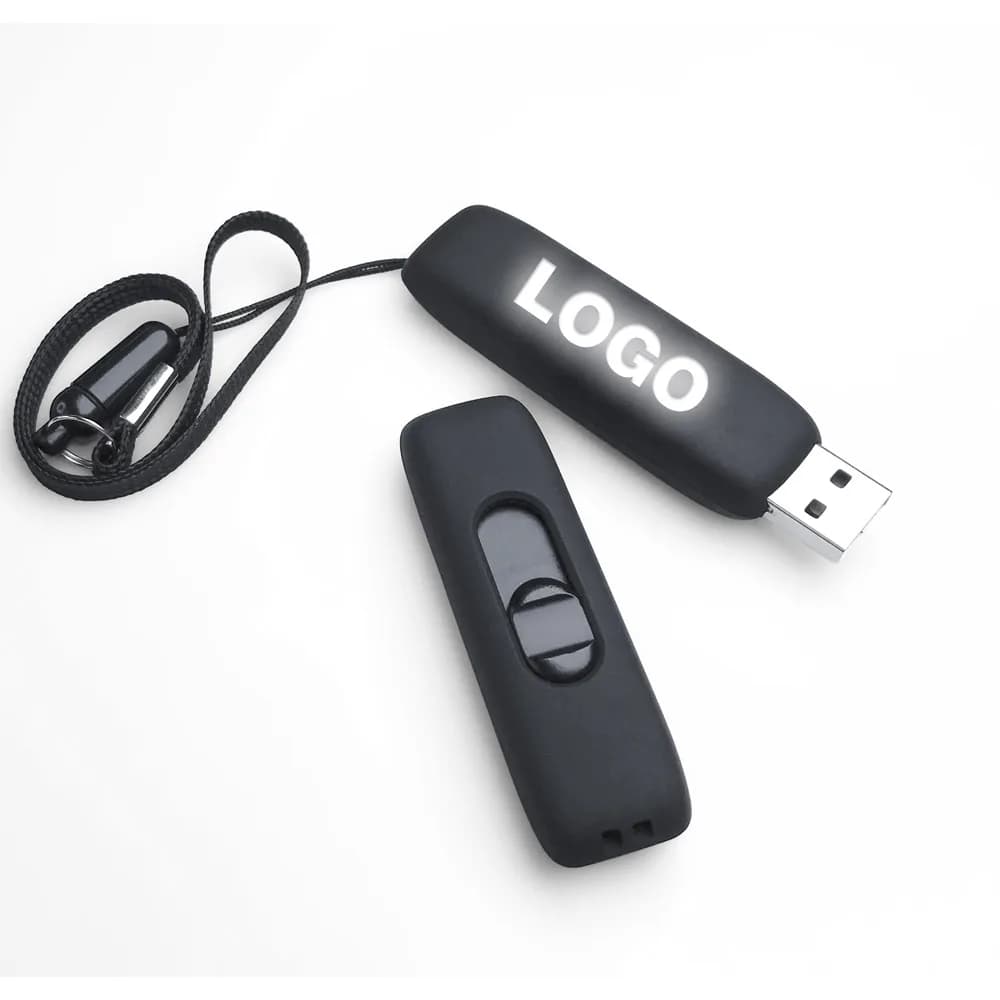 Işıklı Logolu Sürgülü USB Bellek
